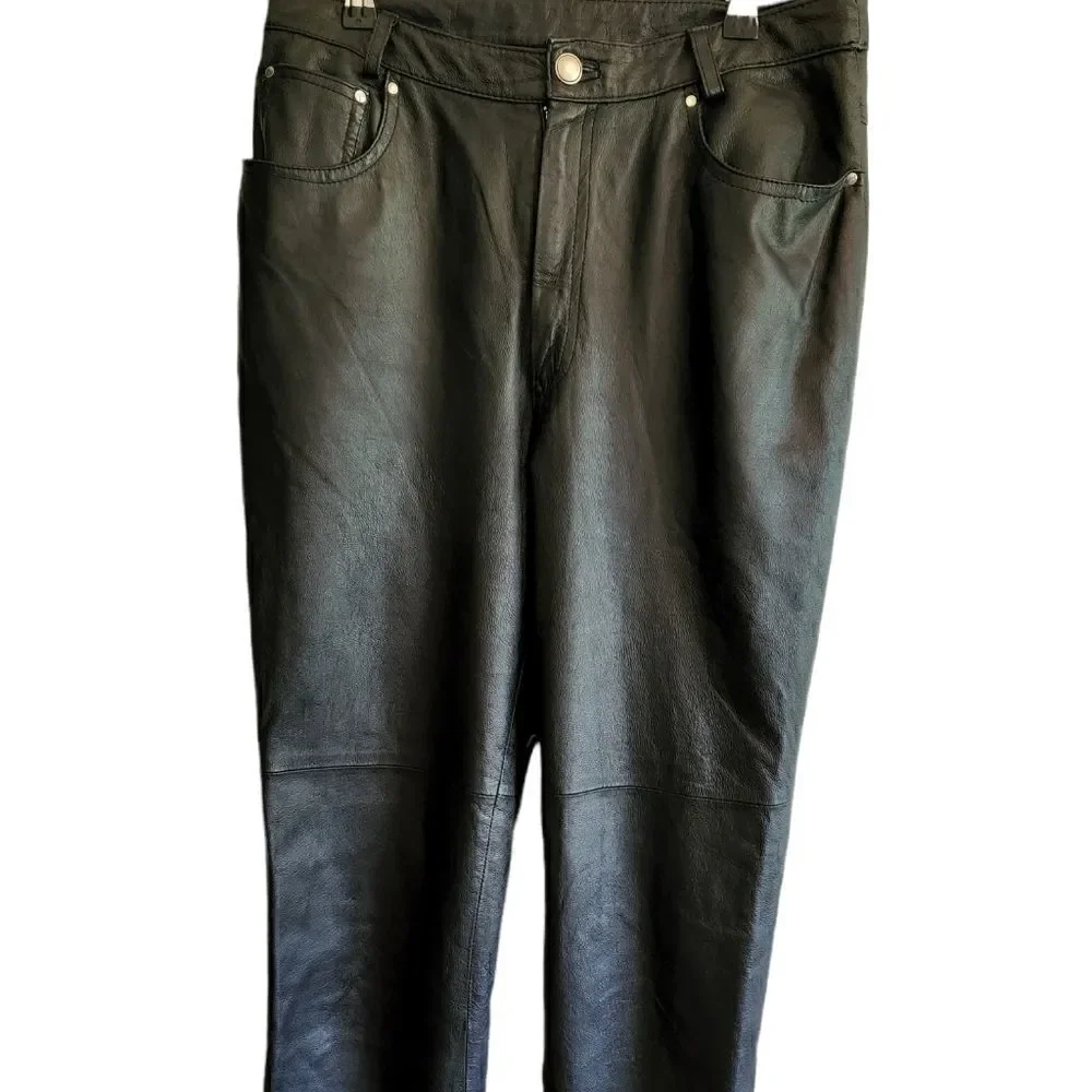 NEWPORT News Women's Vintage Black Leather Pants